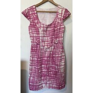 Trina Turk White Pink Striped Cap Sleeve Mini Dress Size M/L